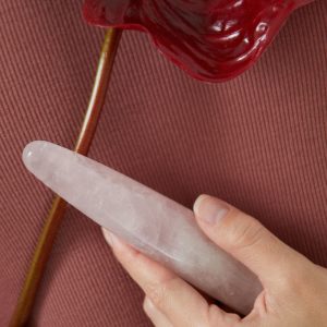 Slim Rose Quartz Crystal Dildo