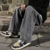 Korean Fashion Classic Jeans Men's Four Seasons Loose Straight Wide Leg Pants Street Hip-Hop Baggy Student Unisex Pants - 图片 2