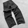 Baggy Jeans for Men Y2k Hip Hop Distressed Retro Black Pants Oversized Embroidery Harajuku Gothic Wide Leg Trousers Streetwear - 图片 5