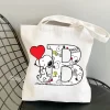 Snoopy 26 Letters Ladies Fashion Handbag Foldable Reusable Shopper Harajuku Style Bag Student Tote Bag Canvas Shopping Bag - Image 2