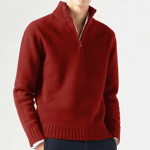 Men's Autumn Warm Turtlenecks Sweaters Solid Color Long Sleeve Half Zipper Thermal Knitted Pullover Tops Plus Size Casual Jumper