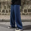Fashion Men's Solid Color Drape Jeans Loose Straight Korean Vintage High Street Hip-hop Y2K Casual Daily Dragging Wide-leg Pants - 图片 2